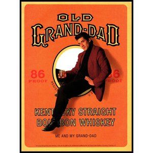 1988 Old Grand Dad Kentucky Bourbon Vintage Print Ad Bar Man Cave Wall Art